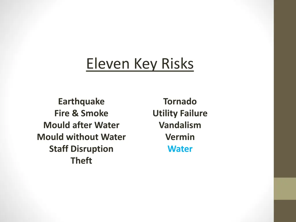 eleven key risks