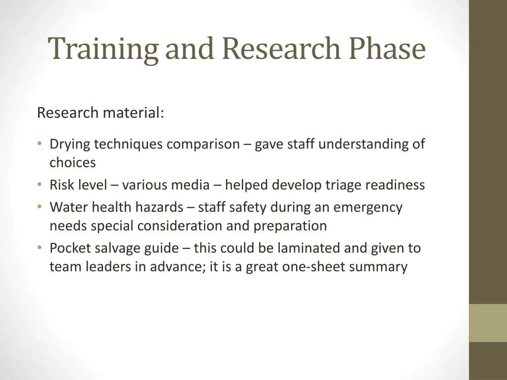 training and research phase 4