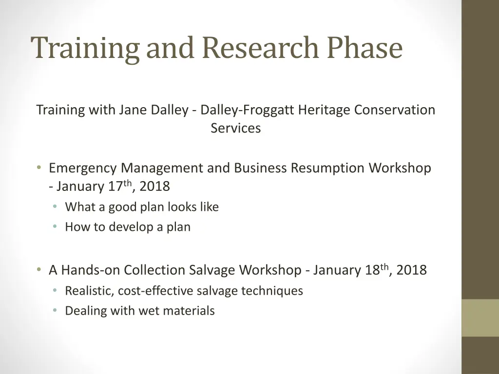 training and research phase