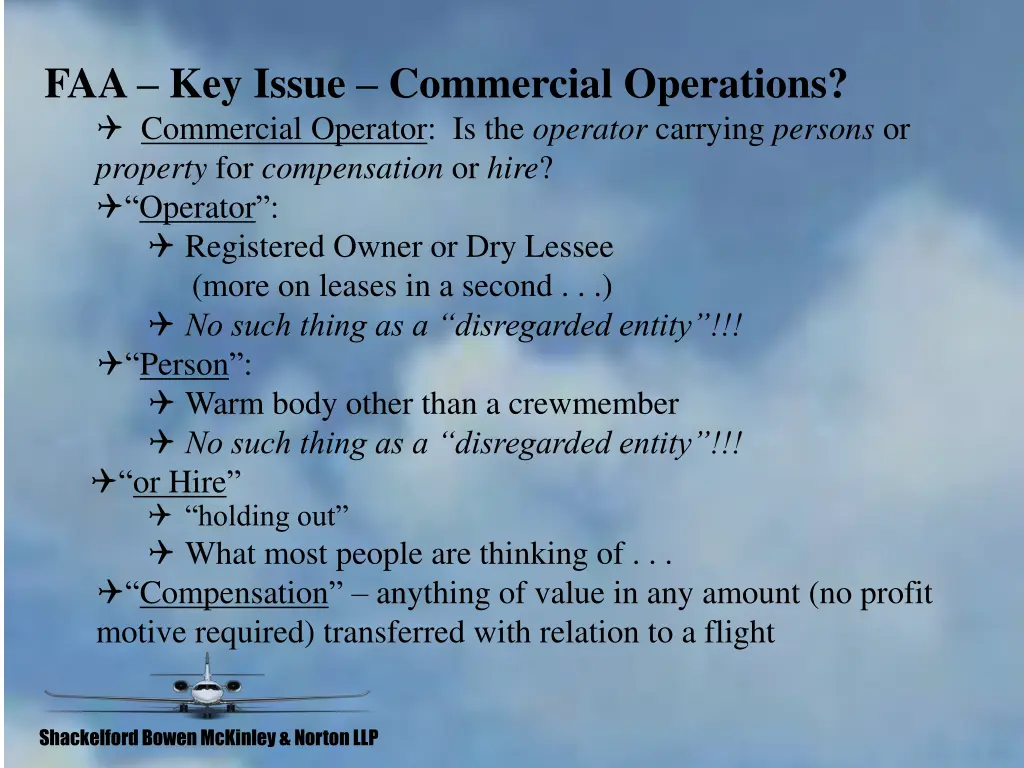 faa key issue commercial operations commercial