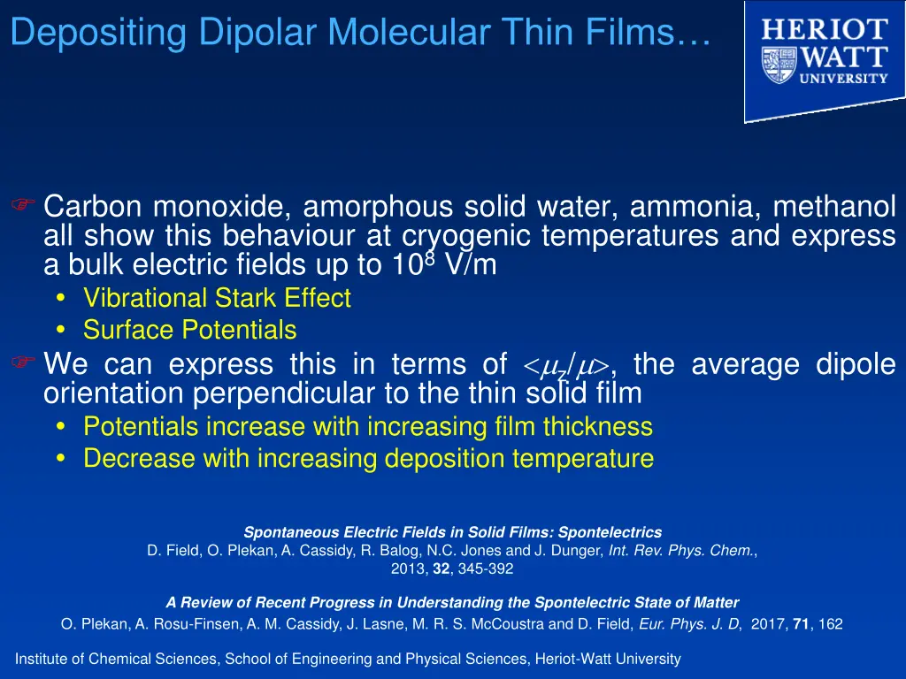 depositing dipolar molecular thin films 1