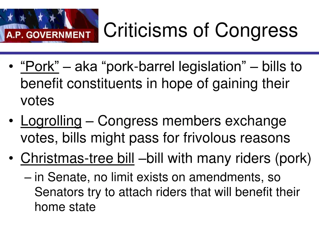 criticisms of congress