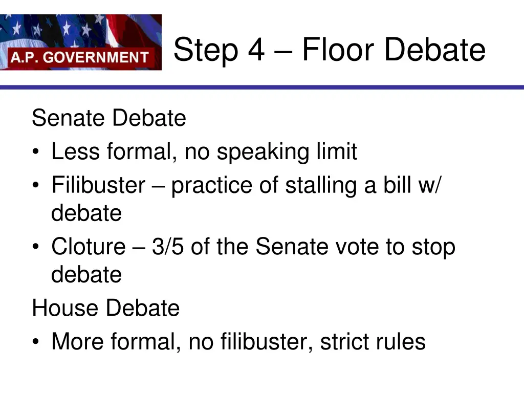 step 4 floor debate