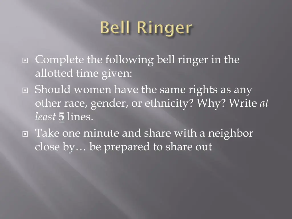 complete the following bell ringer