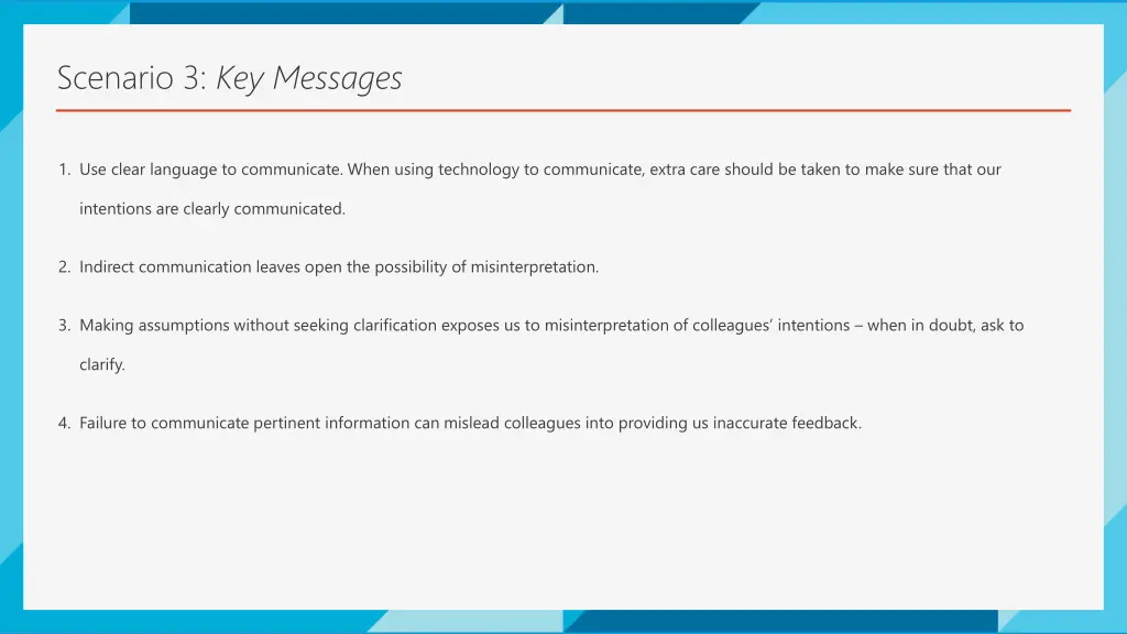 scenario 3 key messages