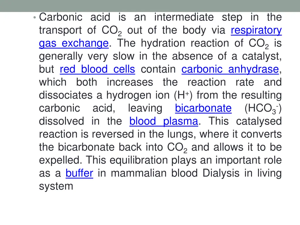 carbonic acid is an intermediate step