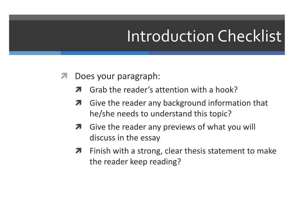 introduction checklist