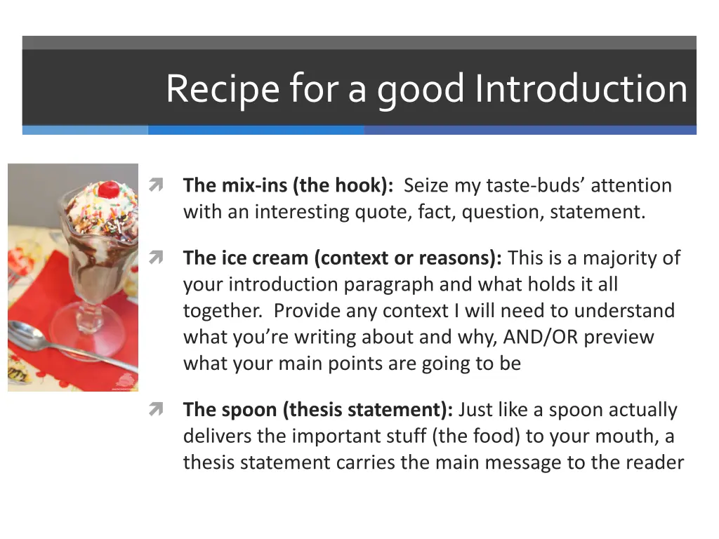 recipe for a good introduction