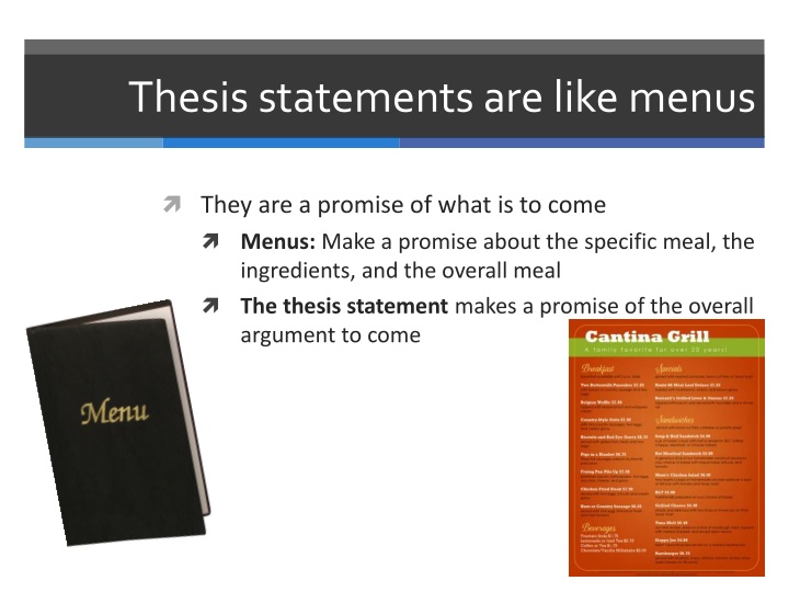 thesis statements are like menus