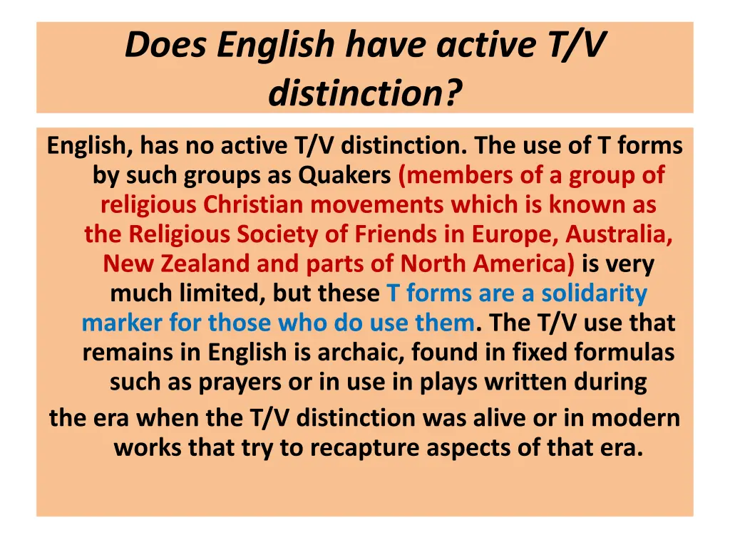 does english have active t v distinction