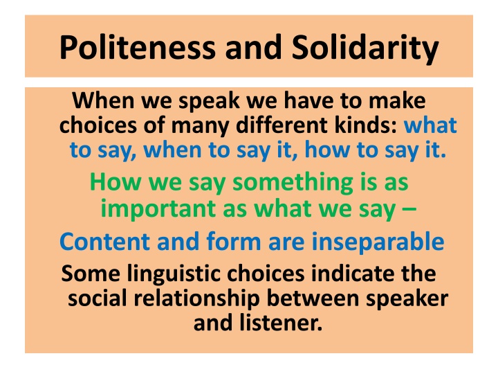 politeness and solidarity