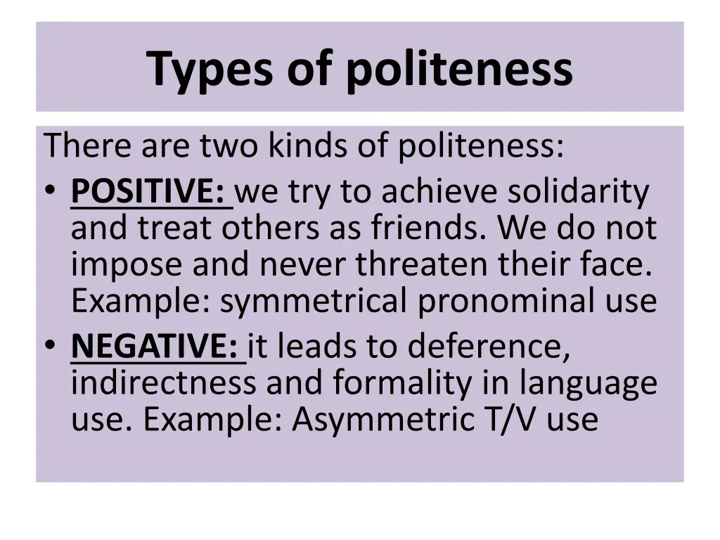 types of politeness