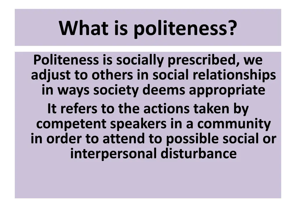 what is politeness