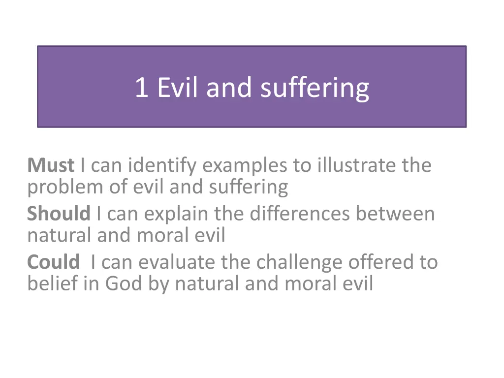 1 evil and suffering