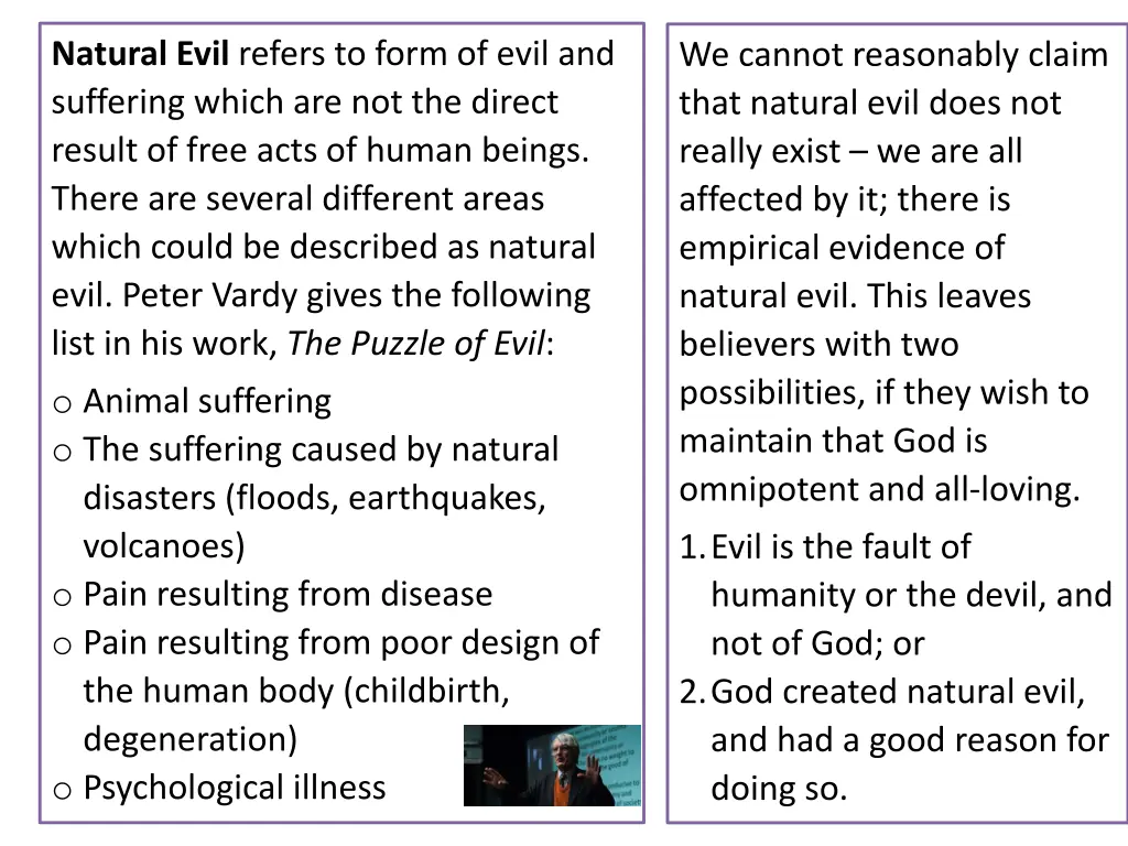 natural evil refers to form of evil and suffering