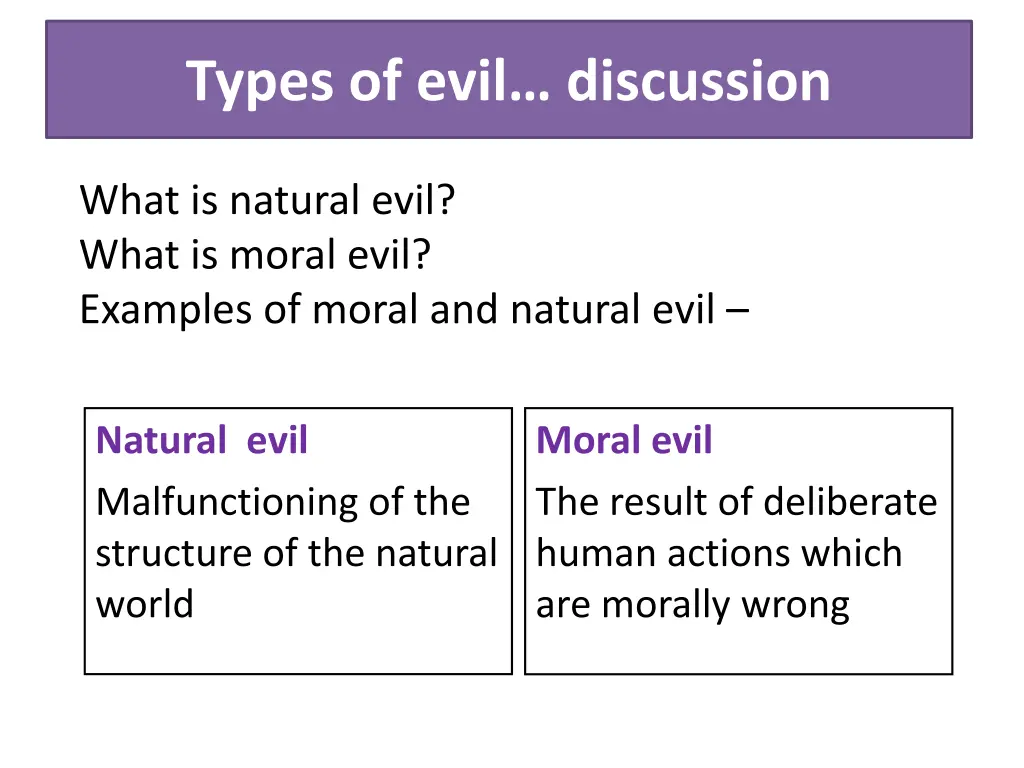 types of evil discussion