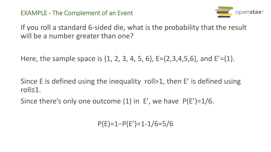 example example the complement of an event