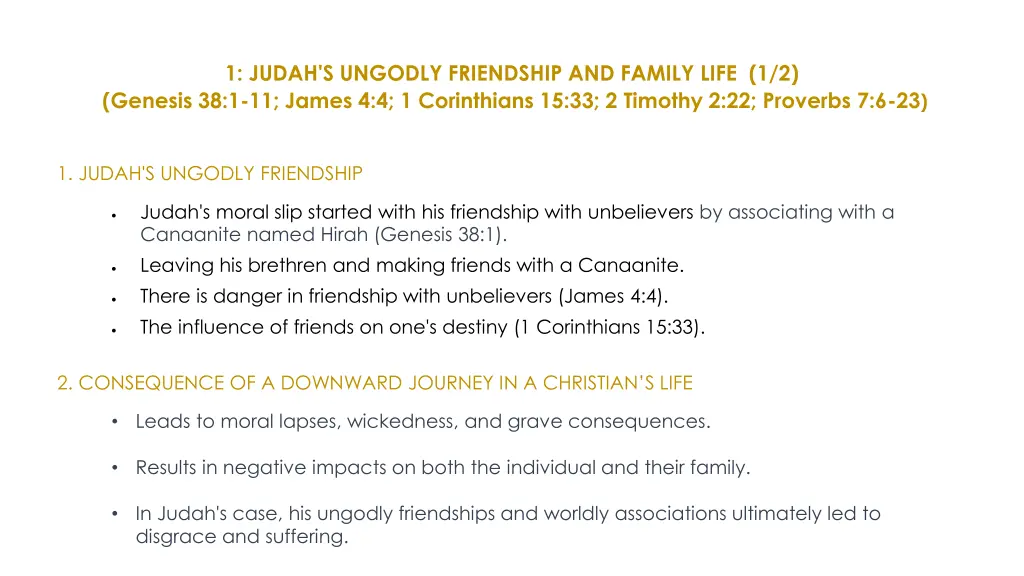 1 judah s ungodly friendship and family life