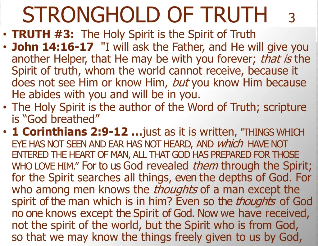 stronghold of truth 3 truth 3 the holy spirit