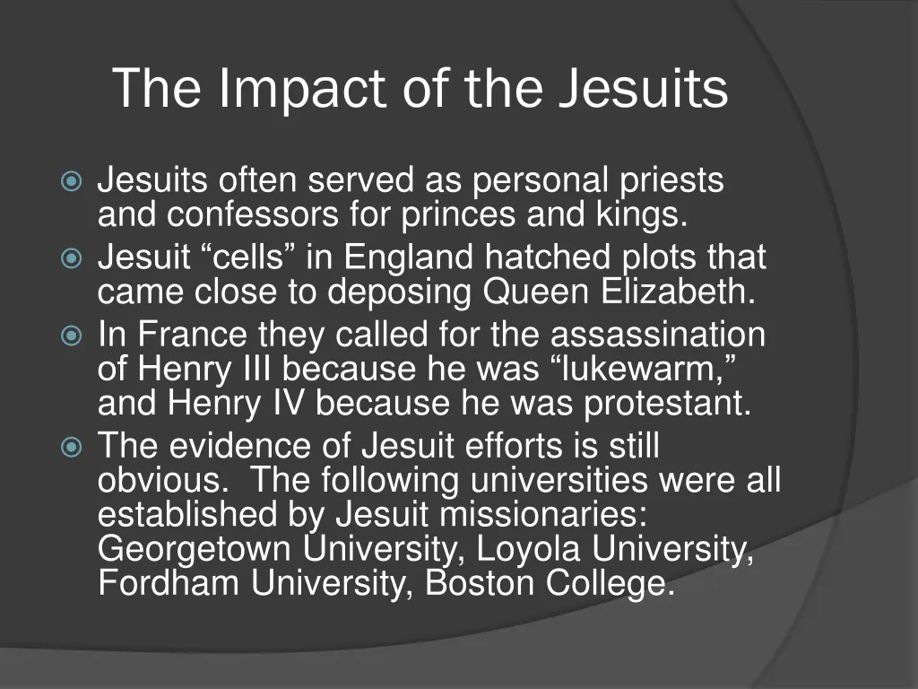 the impact of the jesuits