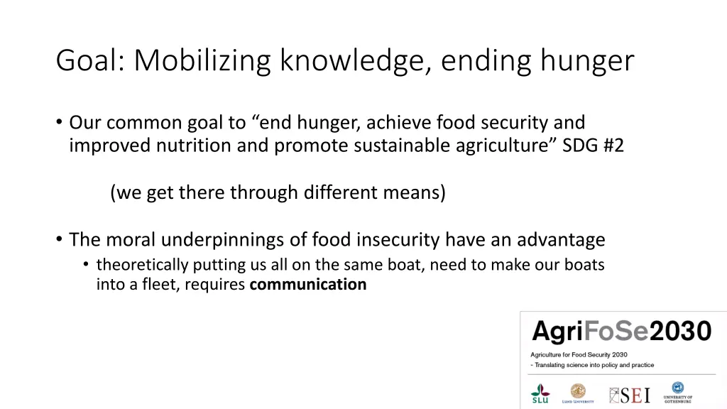 goal mobilizing knowledge ending hunger