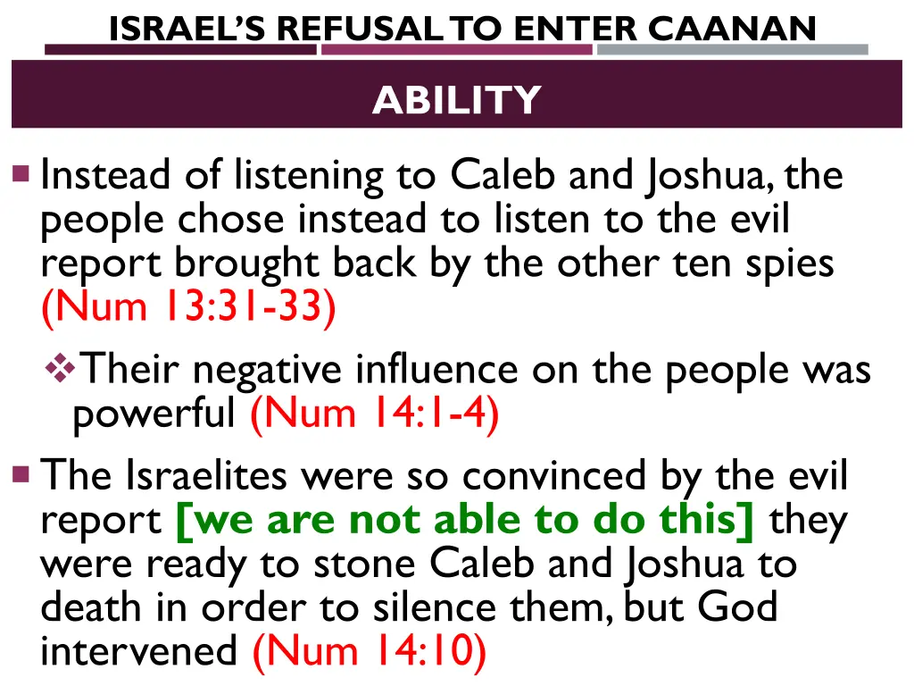 israel s refusal to enter caanan 1