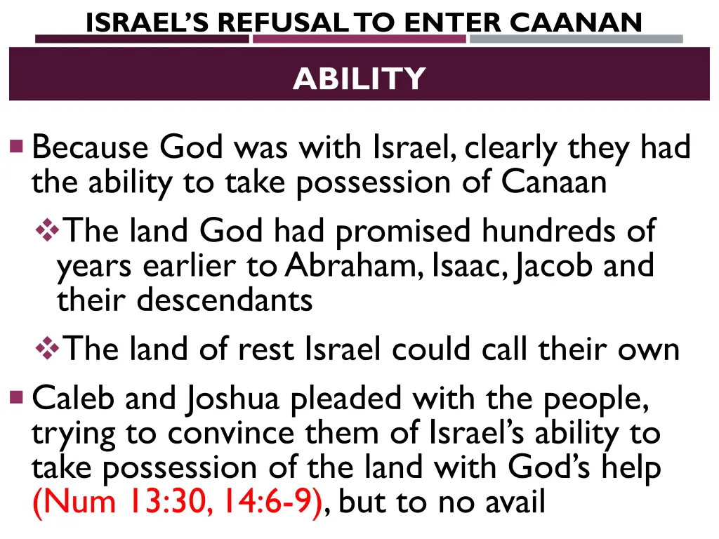 israel s refusal to enter caanan