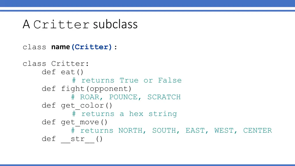 a critter subclass