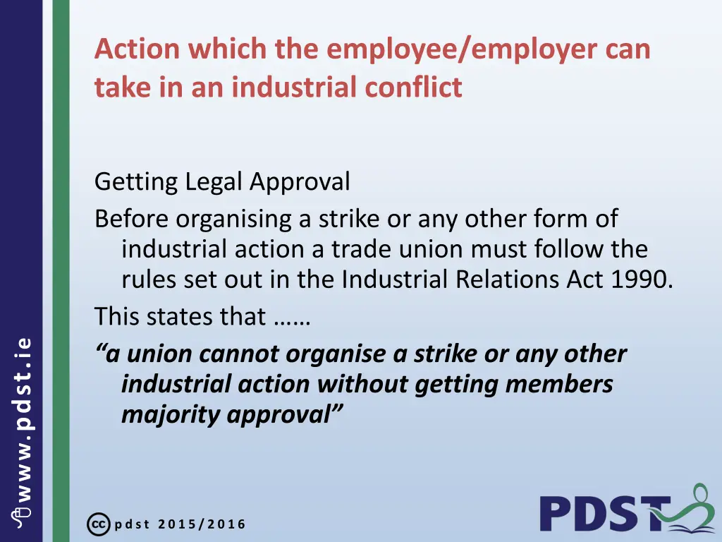 action which the employee employer can take