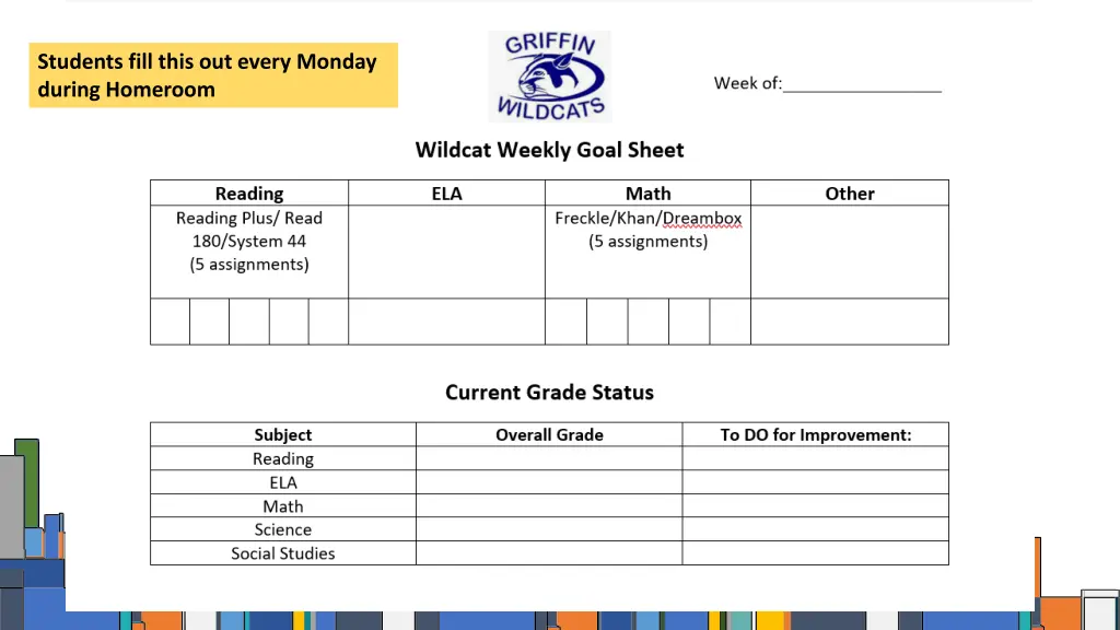 students fill this out every monday during