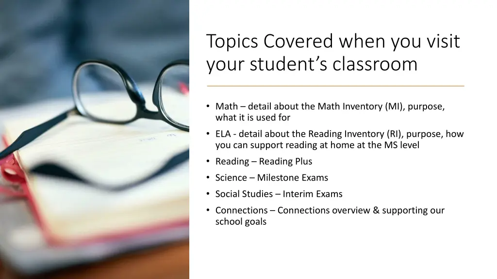 topics covered when you visit your student