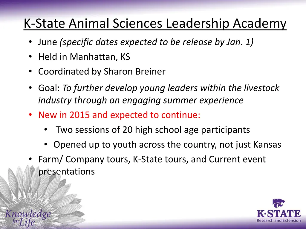 k state animal sciences leadership academy june