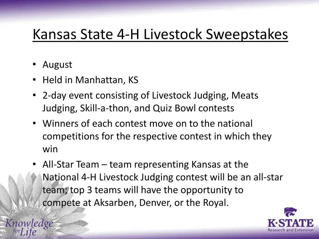 kansas state 4 h livestock sweepstakes