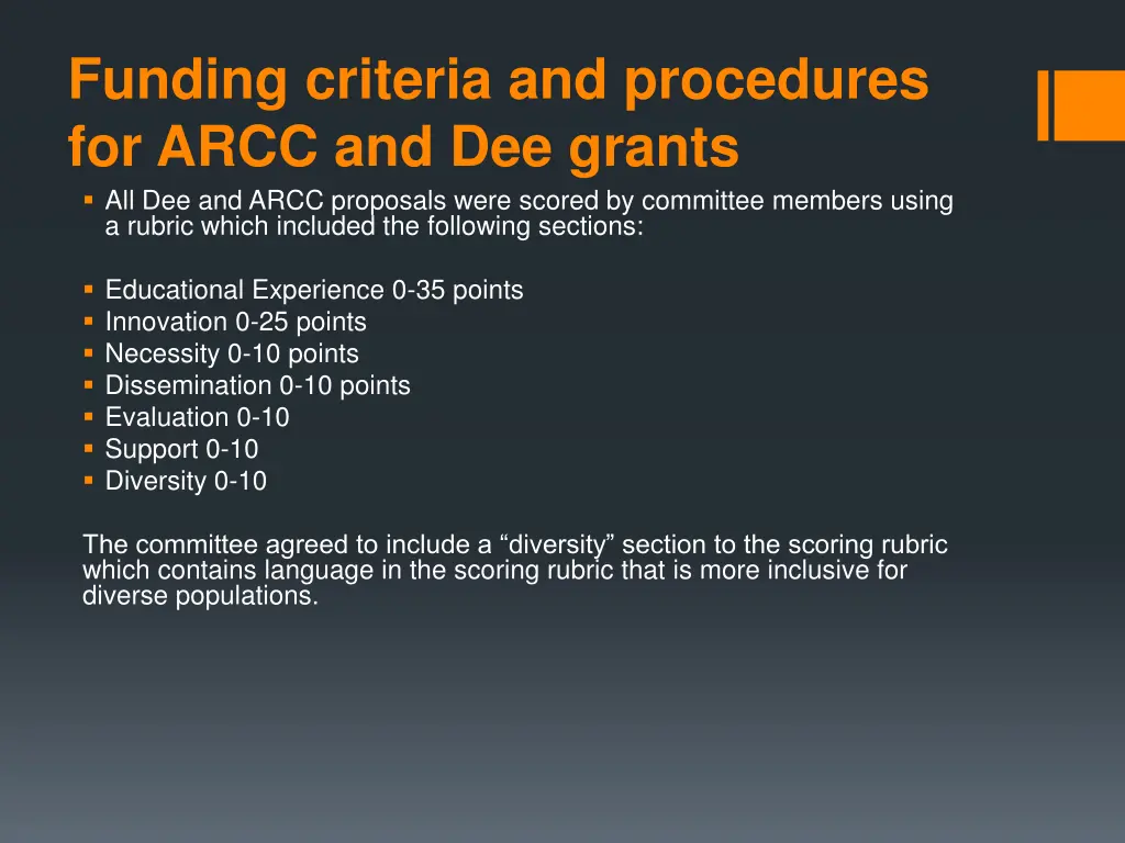 funding criteria and procedures for arcc