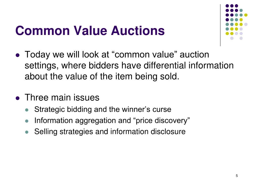 common value auctions 1