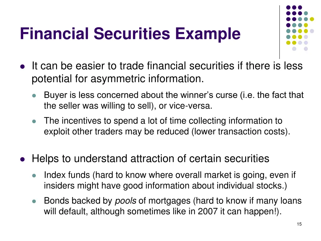 financial securities example