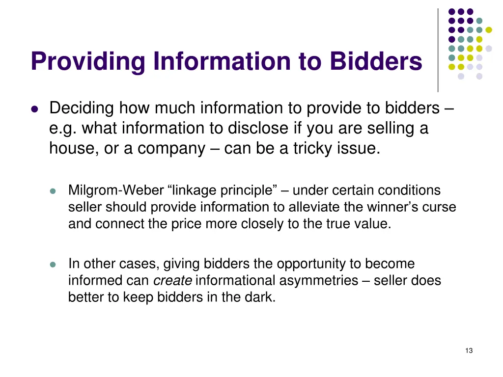 providing information to bidders