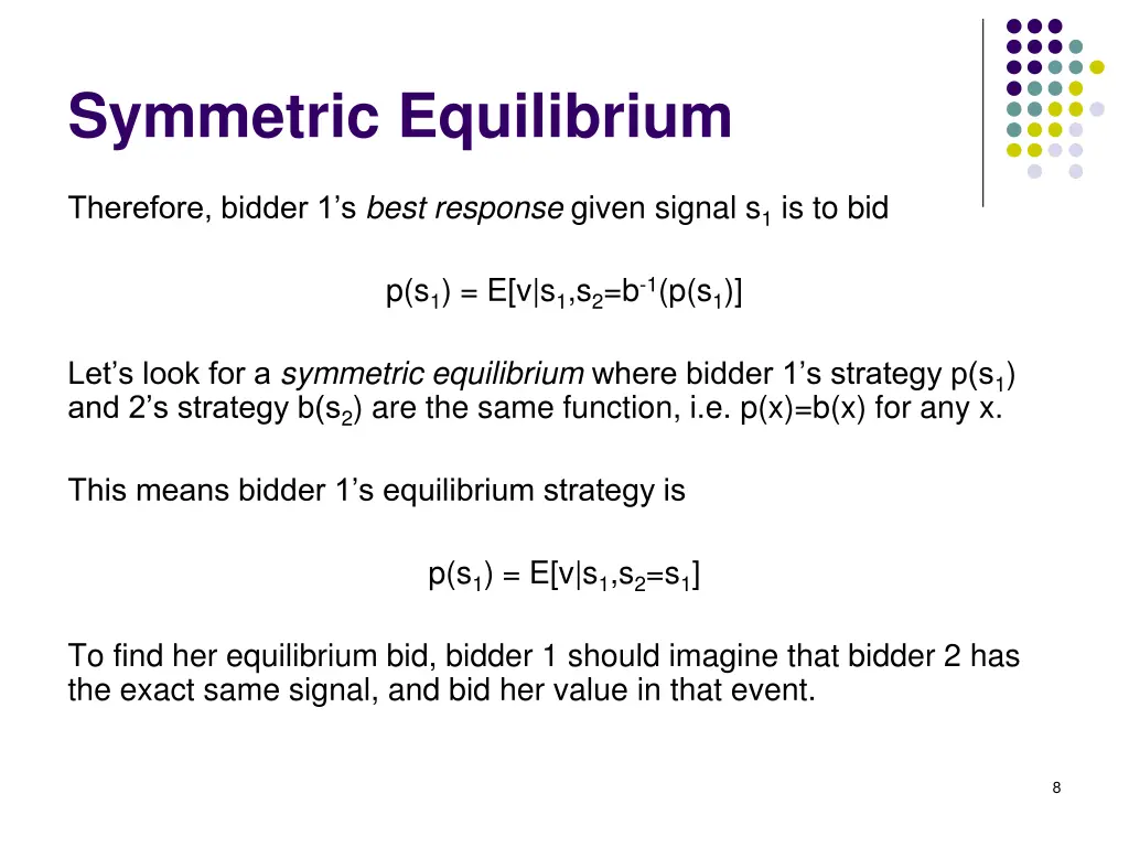 symmetric equilibrium