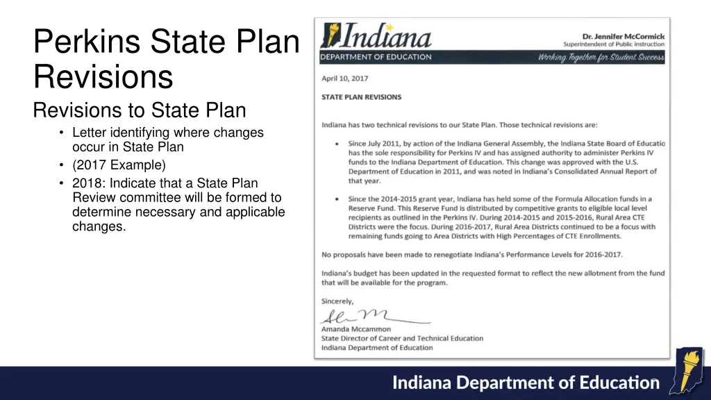 perkins state plan revisions revisions to state