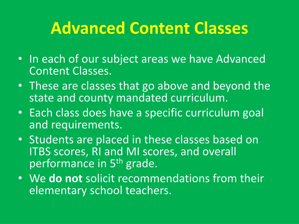 advanced content classes