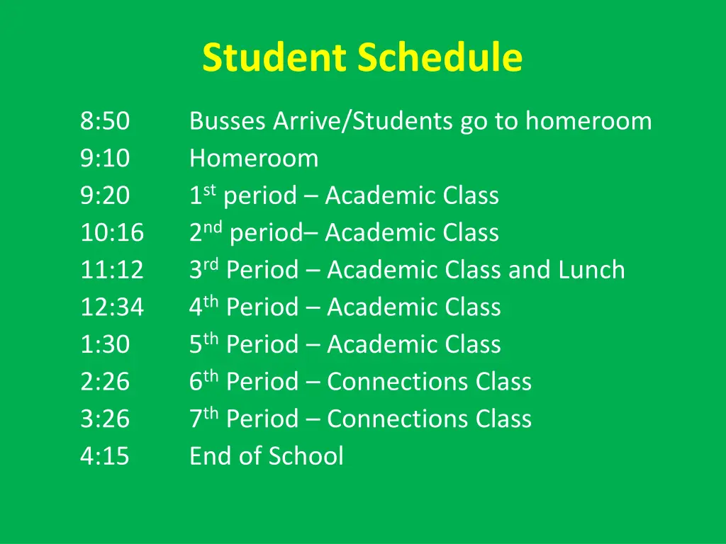 student schedule