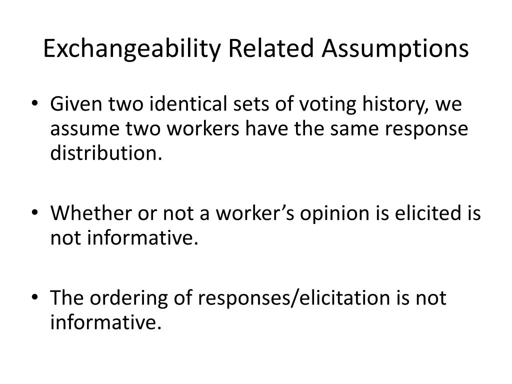 exchangeability related assumptions