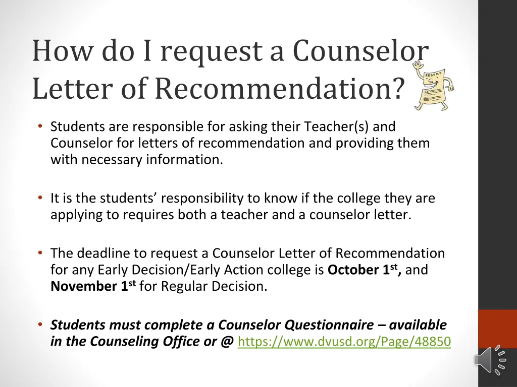 how do i request a counselor letter