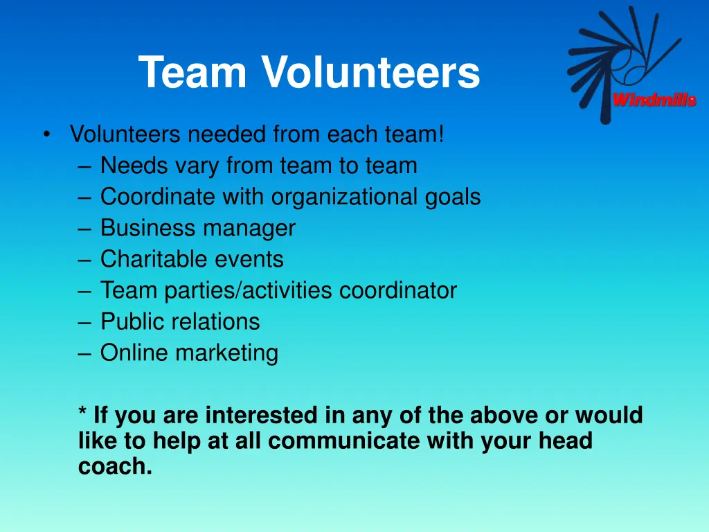 team volunteers