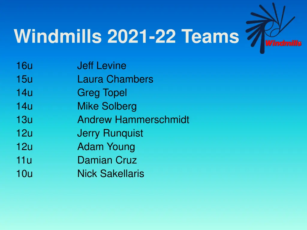 windmills 2021 22 teams