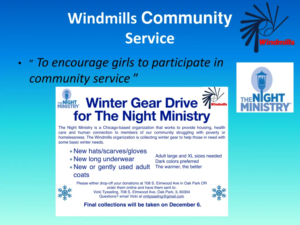 windmills community service