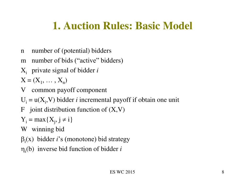 1 auction rules basic model