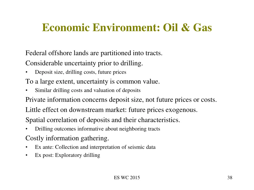 economic environment oil gas