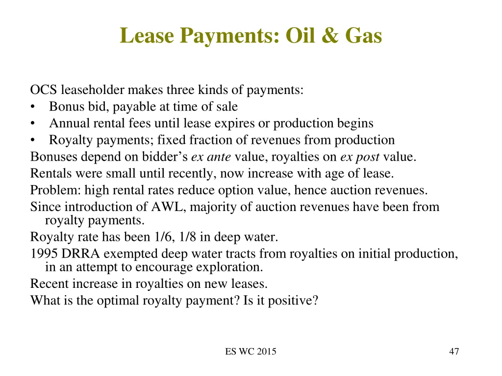 lease payments oil gas