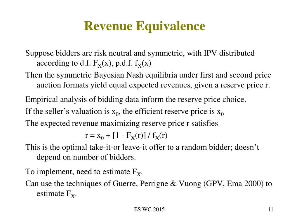 revenue equivalence